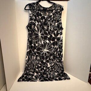 George Women's black and white floral sleeveless dress size XL